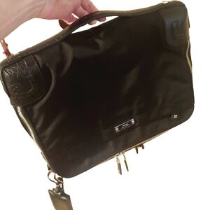 Tumi Black Nylon Laptop Briefcase with Leather Trim